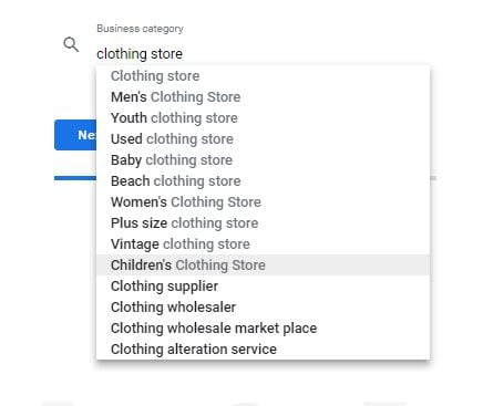 Google My Business Category